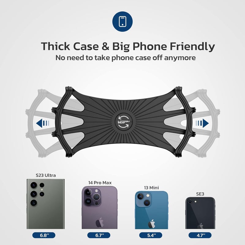 VUP Bike Phone Mount, Universal Bike Cell Phone Holder, 360° Rotatable, Silicone Bicycle Phone Mount Compatible with iPhone 15/14/13/Pro Max/Pro/mini/12/11/Xs/Max/Xr/X/7/8/Plus, 4.0''~6.7'' Cellphones - Image 5